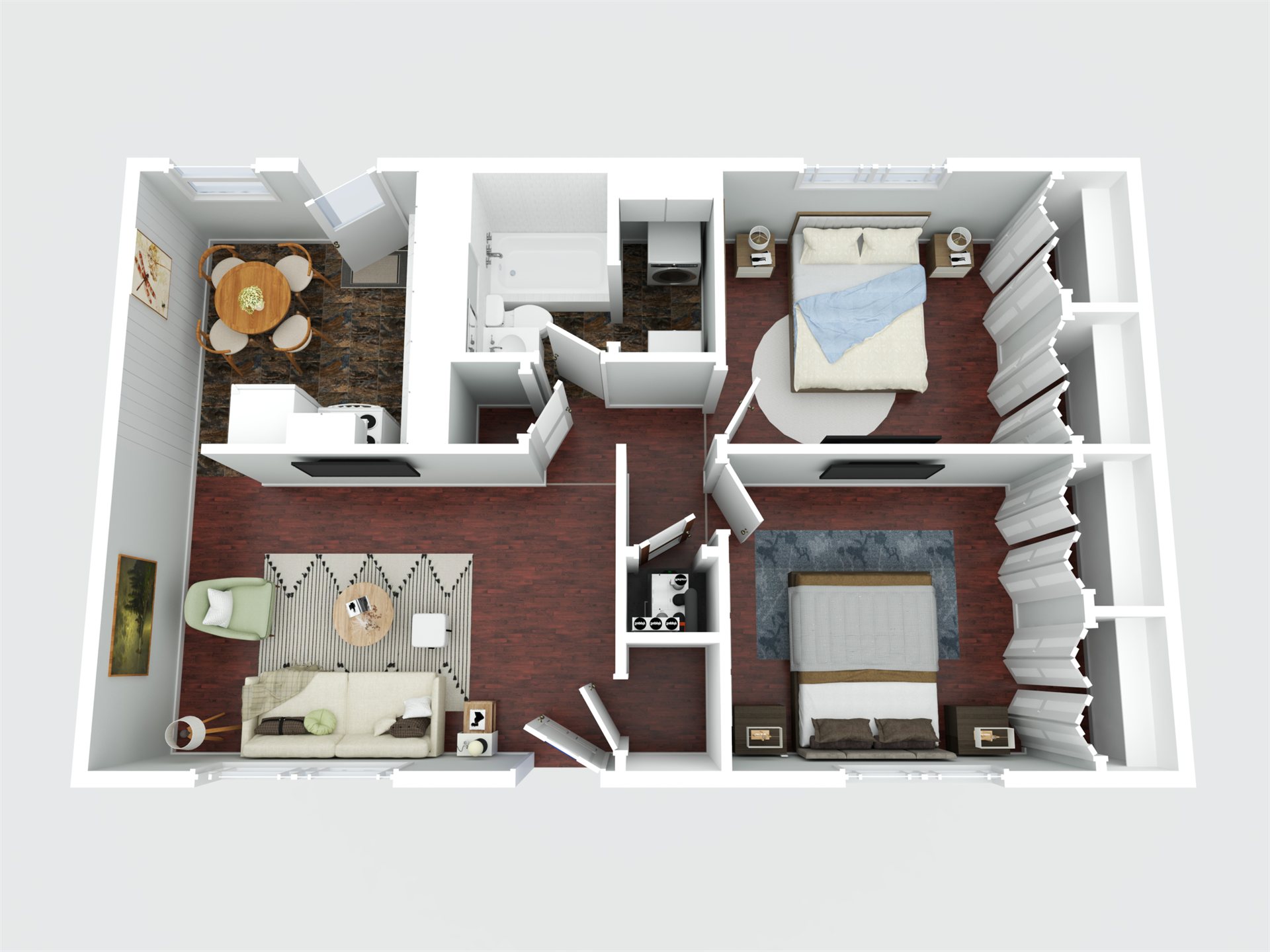 2 Bed / 1 Bath 3D floor plan