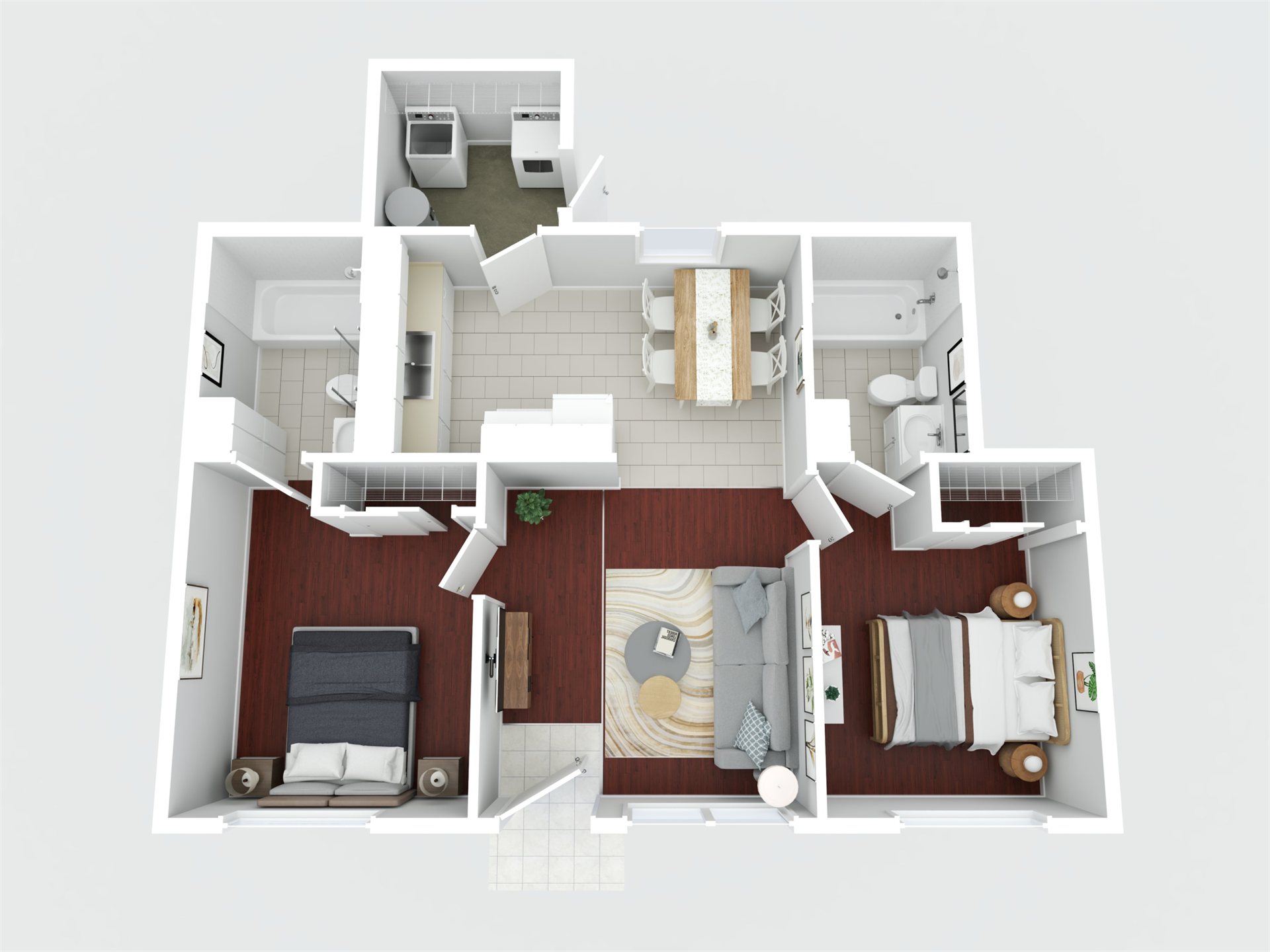 2 Bed / 2 Bath 3D floor plan