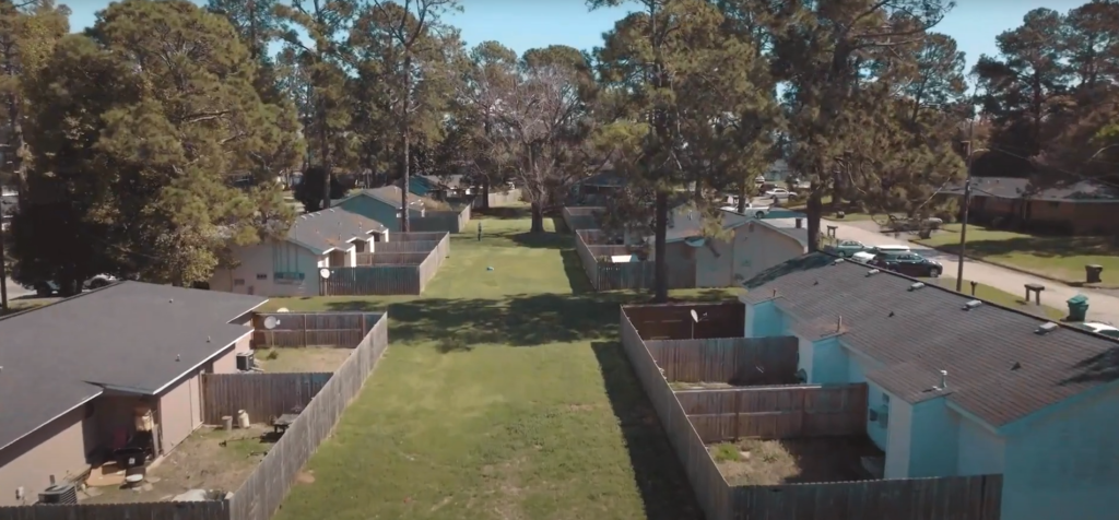 aerial of the mill gardens apartments