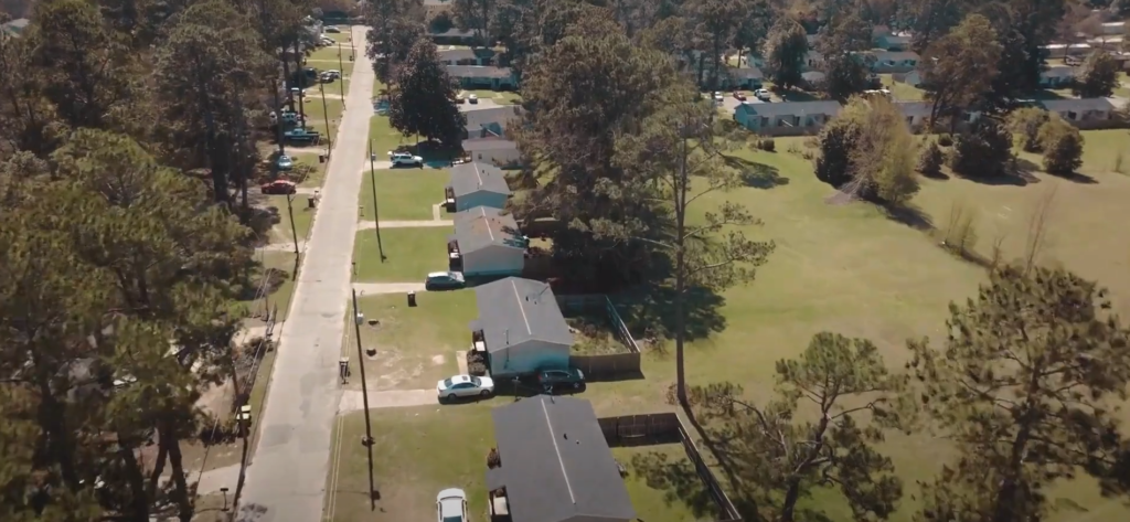 aerial of the mill gardens apartments