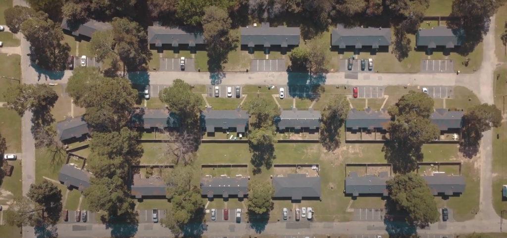 aerial the mill gardens apartments