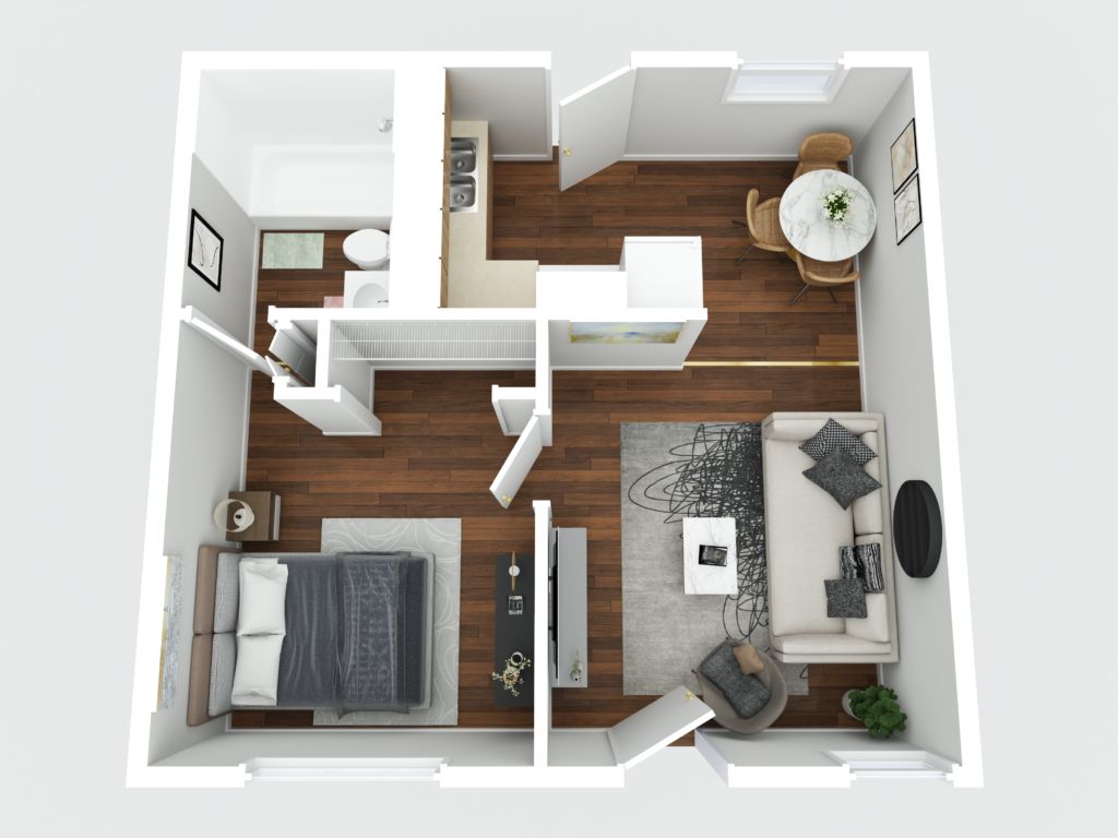 3d one bed one bath floor plan